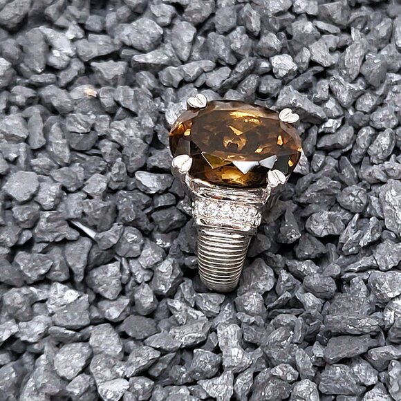 Judith Ripka Smoky Quartz and Silver Ring - Picture 11 of 13